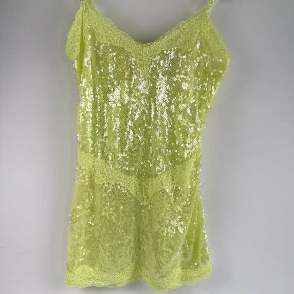 Victoria's Secret Green Sequin Dress Bella Lace-Up Sequin Satin Mini Dress Victoria's Secret Green Sequin Dress Bella Lace-Up Sequin Satin Mini Dress